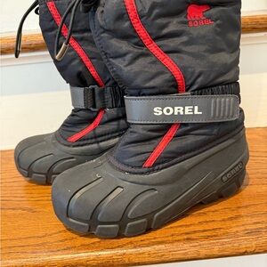 Sorel Black and Red Snow Boots